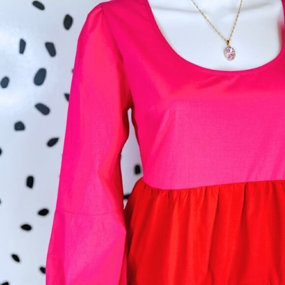 Pink and Red Babydoll Tiered Dress - Picture 5 of 8
